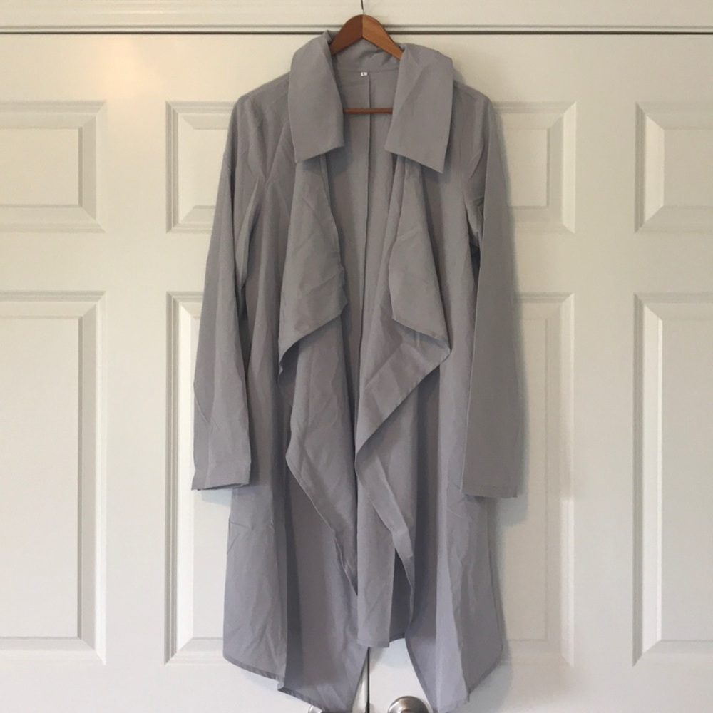 Boohoo grey waterfall duster